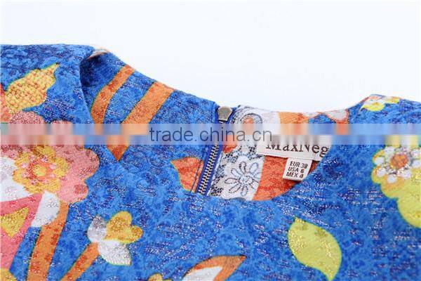 2015 New MaxNegio A-line loose wol printed 100% polyester online lace dress