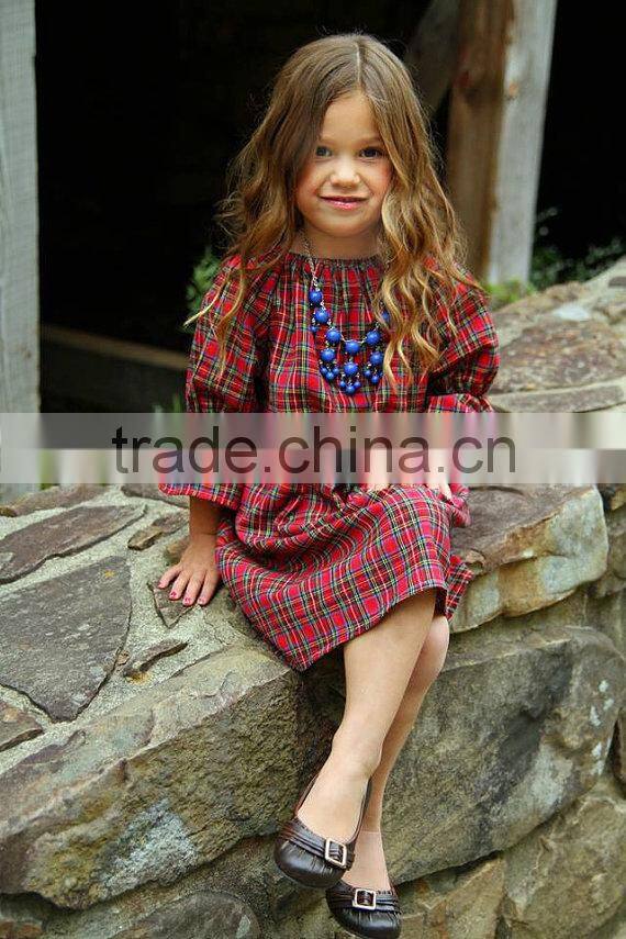 Hot selling children clothes frock design plaid 100% cotton fancy kids summer dress