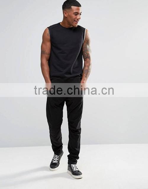 2016 Summer 100% cotton french terry zip cuffs sleeveless men sweatshirt wholesale custom