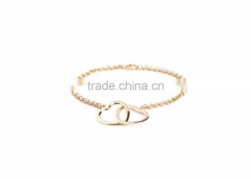 Gold Plated Designer Double Heart Bracelet