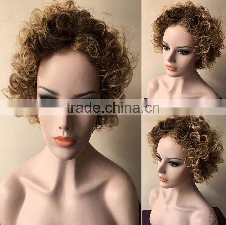 2016 Hot Sale Top Quality Human Hair Full Lace Wig Women Small Wig Explosion Head Cap,Curly Wig Caps