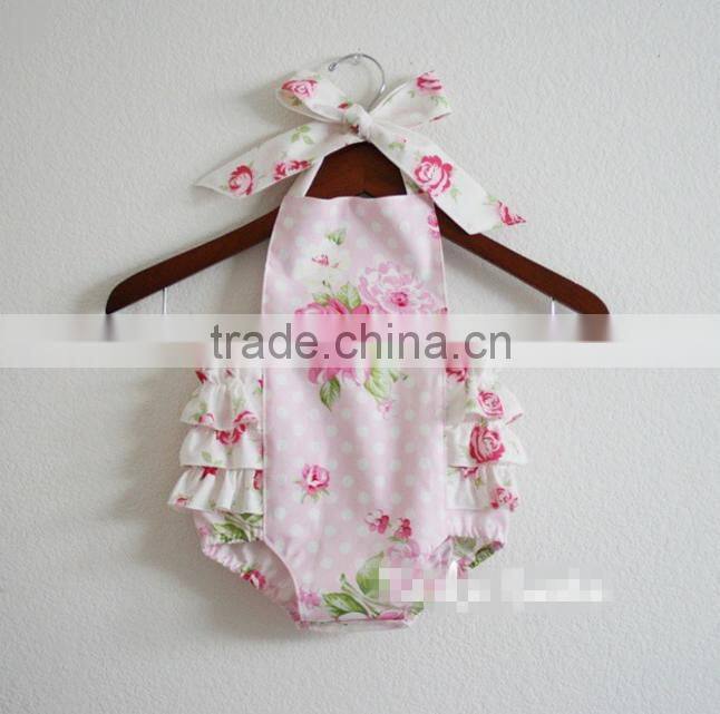 Wholesale Baby Clothes Summer Baby Romper Floral Ruffle Design Bodysuit