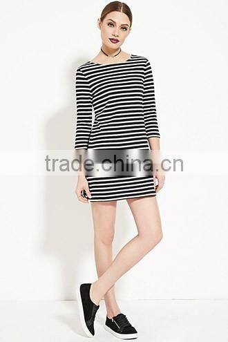 Classic stripes straight 7 minutes of sleeve dress
