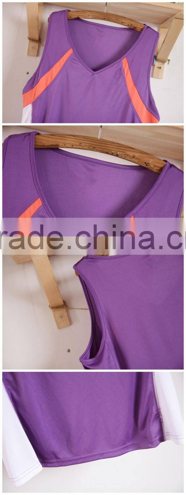 Custom Stylish Printed Ladies Sports V-Neck Collar T-Shirt