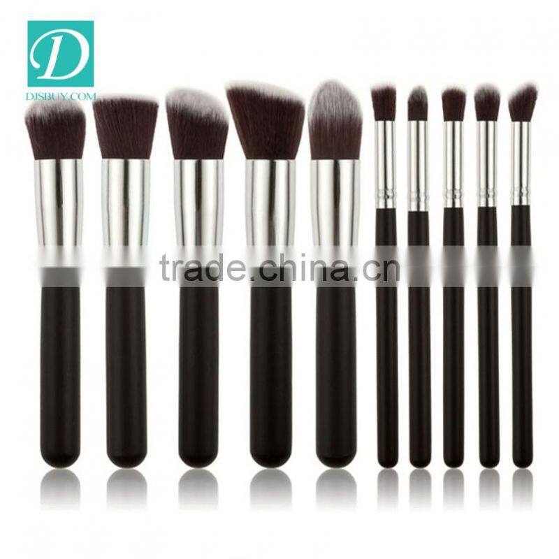 Black Wood Oval Handle Makeup Brushes