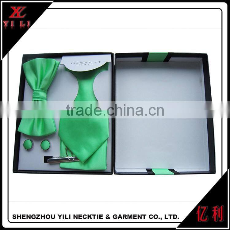 Solid color fashion style tie,bowtie and cufflinks boxes gift sets