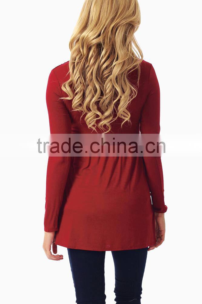 RED LONG SLEEVE MATERNITY/NURSING TOP