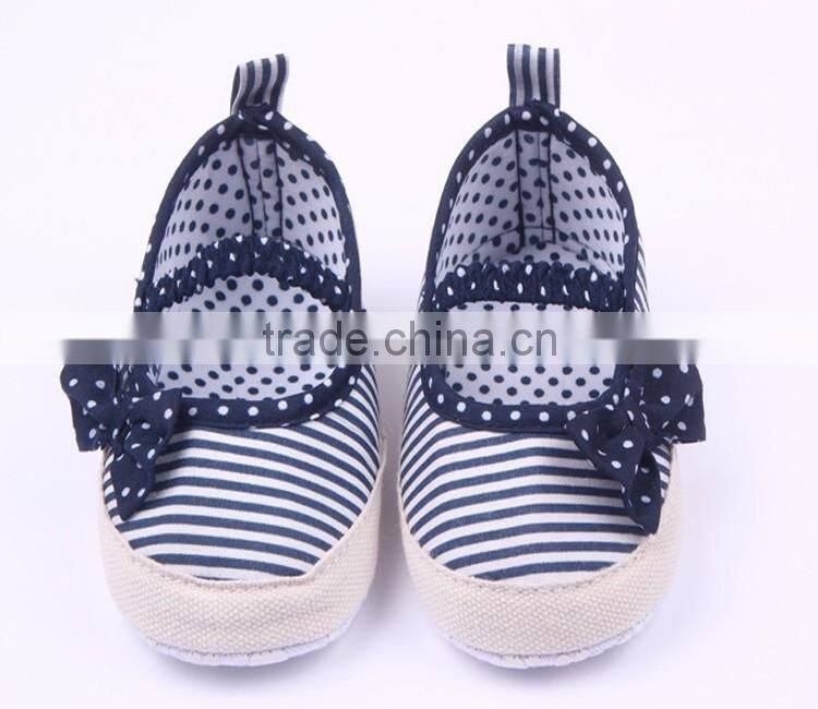 Navy style baby girls bowknot first walker shoes