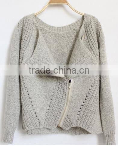 2014 hot sell wholesale high quality cotton long sleeve fashionable zip-up cardigan