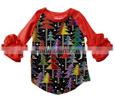 new wholesale kids clothing baby girls long sleeve deer raglan shirt toddler girls tee shirt for christmas