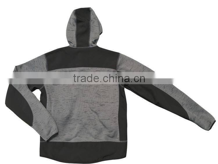 Autumn softshell hooded outdoor mens travel knitted jacket