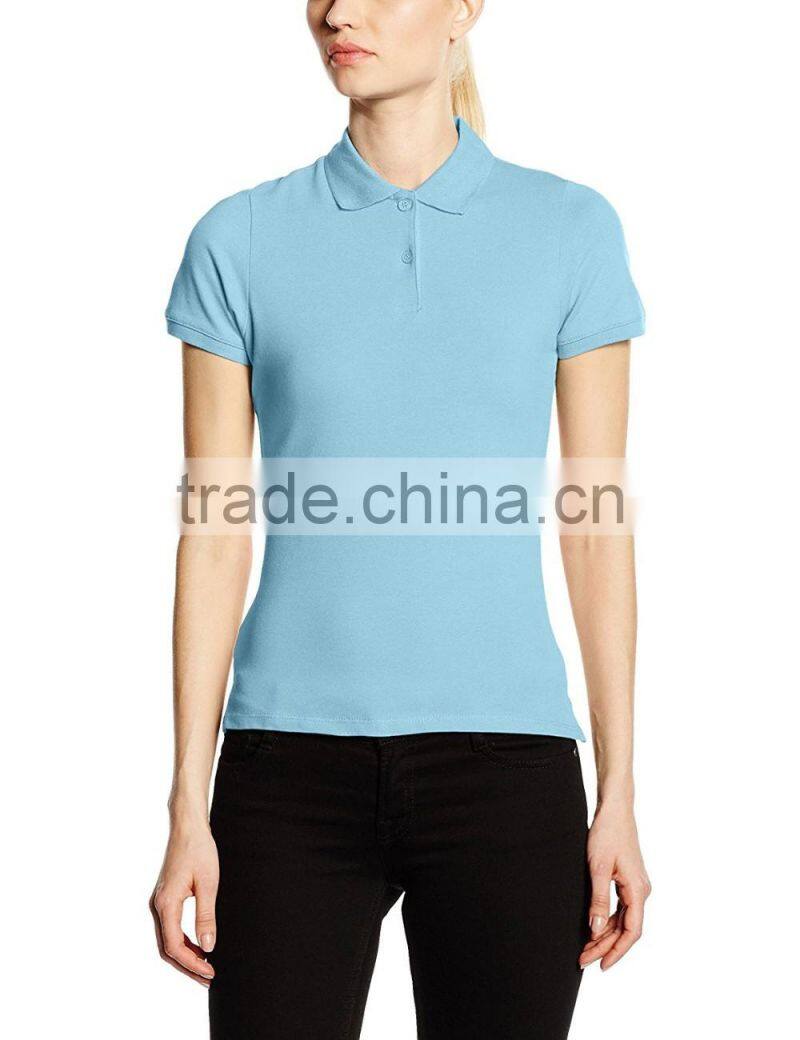 Women's Pique two-button placket pink, casual polo tee Shirt