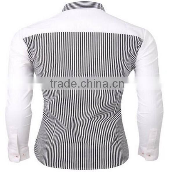2016 new wholesale Stylish Vertical Stripes Long Sleeve Button Down custom mens casual dress shirts