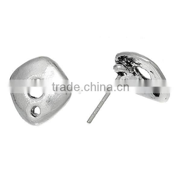 Earring Findings Ear Studs Components Rhombus Antique Silver 15.0mm x 13.0mm