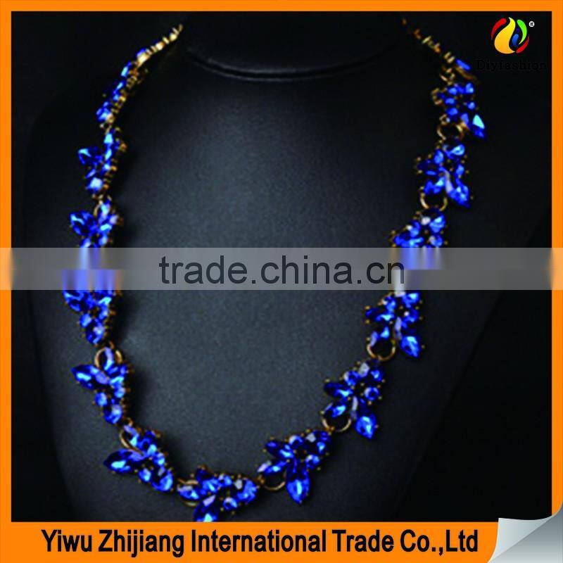 Fashion Jewelry Pink Blue Diamond For Latest Design Beads Necklace