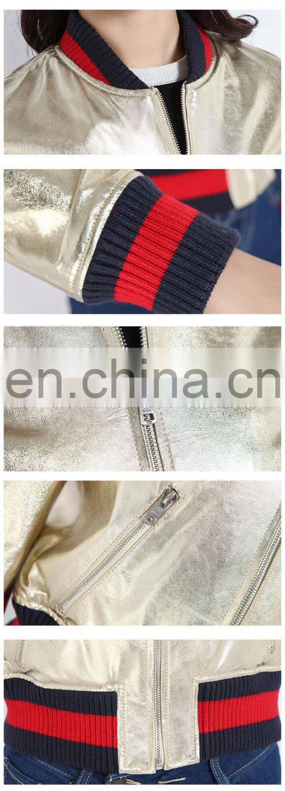 Women Autumn 2016 New Motorcycle Leather Coats Short Korean Version of Slim Real Leather Coat Female