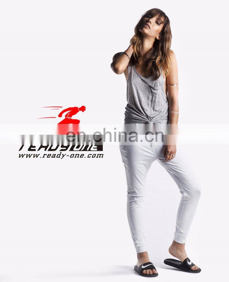 Wholesale OEM Polyester Green Slim fit construction Soft Woman Sweat pants tapered sweat pants