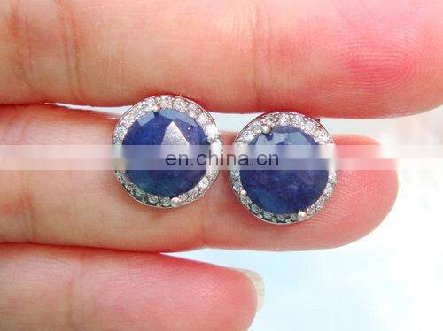 Crystal Quartz Bezel Set Gemstone Earring/Double stone earrings/2015 women fashion earrings
