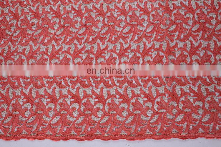 high quality yellow fabric cord lace for fashion one piece dress