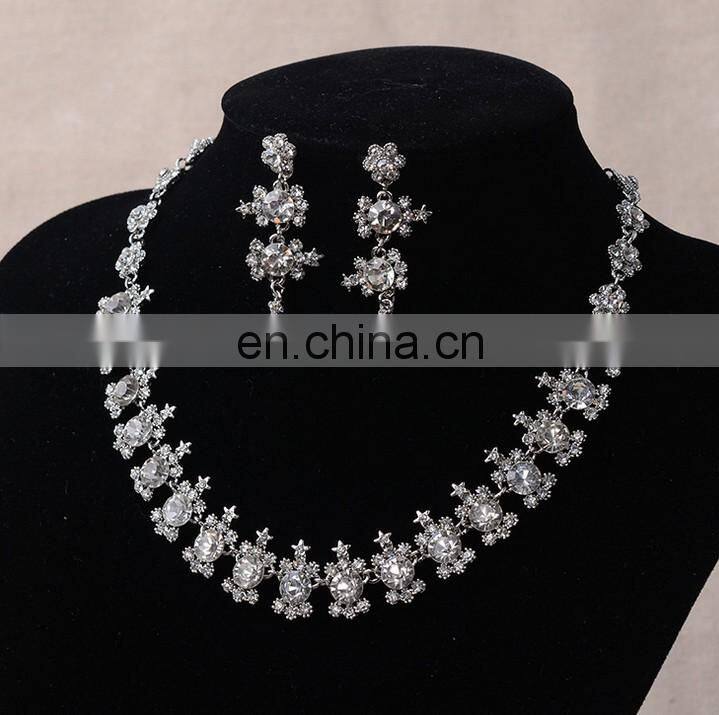 Luxurious Leaf crystal bridal wedding necklace+earrings+tiara jewelry sets jewelry wholesale china