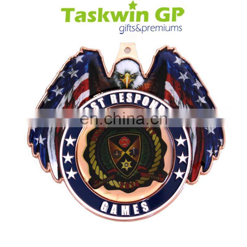 Plating nickel egg-shape enamel award baseball sport metal medals and trophies , Custom race medal with lanyards