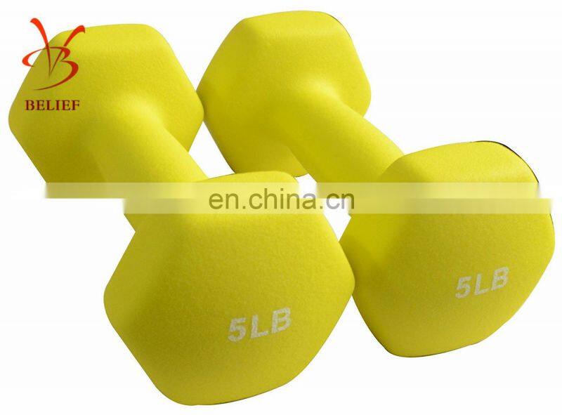 Colorful Neoprene Dumbbell With Hexagonal Design