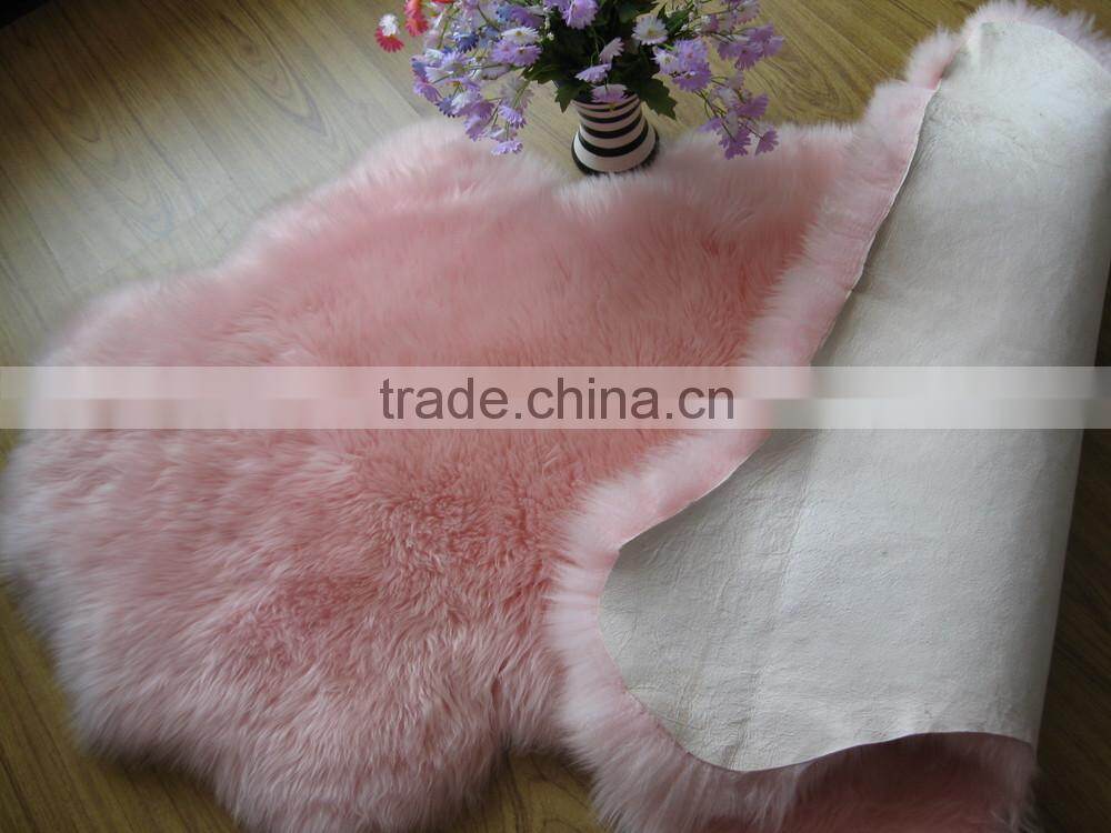 Real new zealand pink sheepskin rug