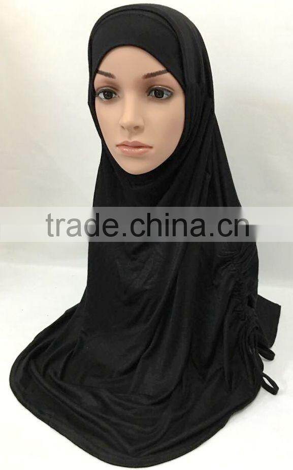 SOLID COLOR TWO PIECES modal COTTON HIJAB elastic long hejab