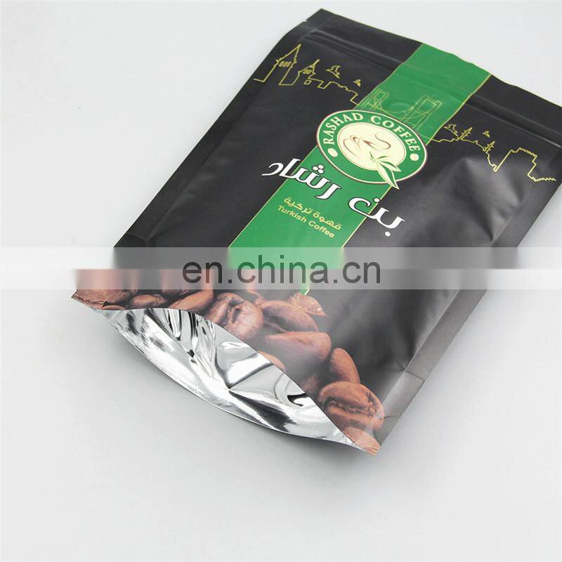 Laminated aluminum foil zip lock bag stand up pouch /matt white foil pouch /zip lock coffee bag with degassing valve