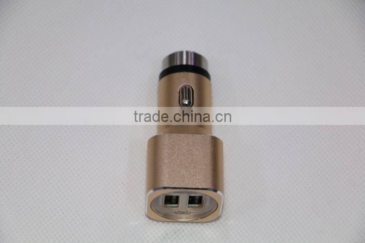 Two interfaced USB car vehicle charger with PVC blister gift box mobile accessories