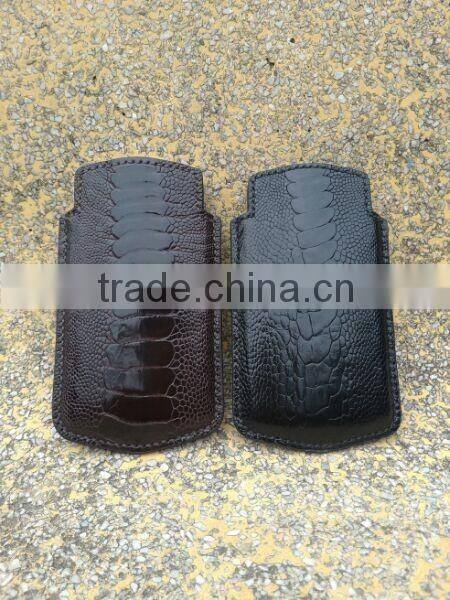Luxury exotic skin ostrich leg skin leather sleeve for iphone 6 mobile phone sleeve