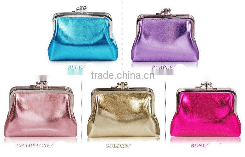 Lady flash metal substantial design PU wallet cheap lady wallet