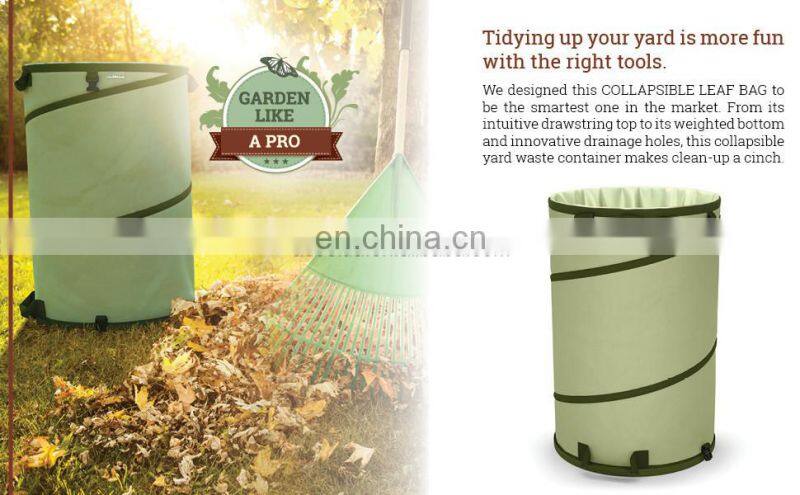 30 Gallon Canvas Garden Waste Bag Bucket Pop-up Reusable Yard Leaf Bag Holder- Trash Bag Heavy Duty Hardened Bottom