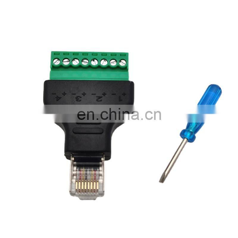 Easy Use Network RJ45 Male To 8 Pin Block Av Terminal Connector Screw Adaptor