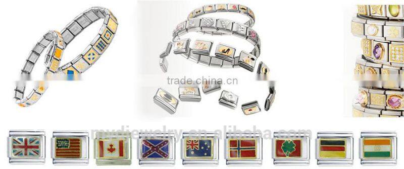 Mother's Day Mom and flower italian charms in 304 stainless steel bracelet