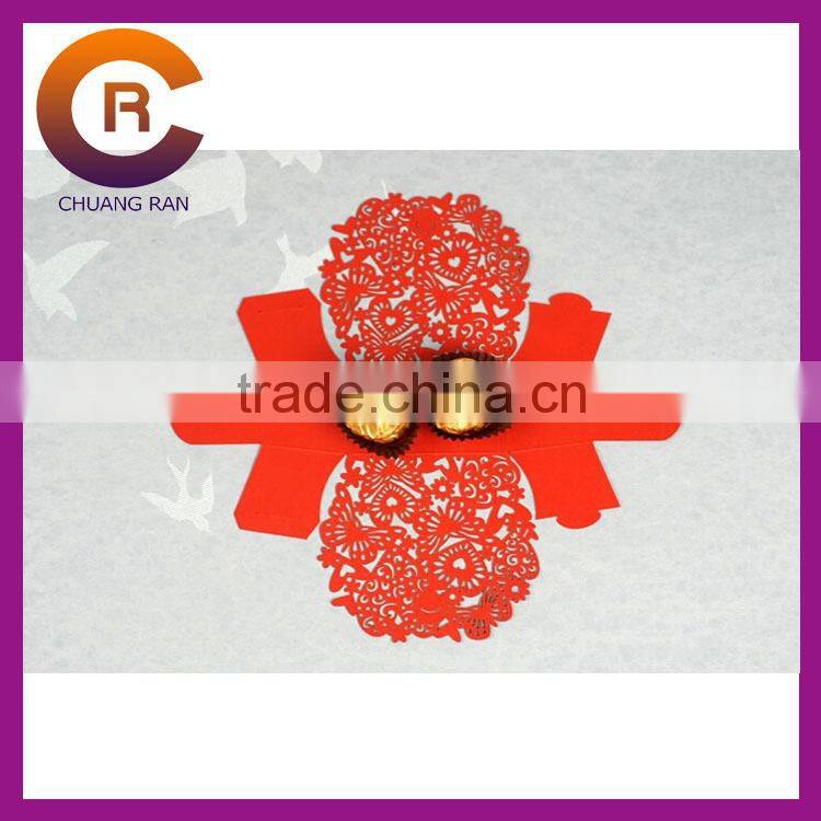 Red printing die cut custom made easy folded paper candy box