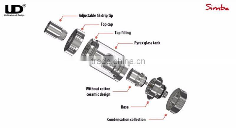 2016 Newest UD simba RTA with ceramic coil and anti-spit mesh simba RTA ship fast