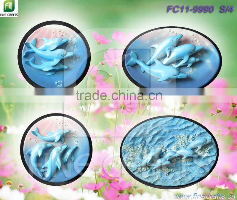 Polyresin tourist souvenir plaque with dolphin