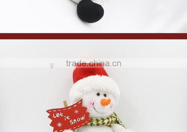 Sitting Snowman Stuffed Plush Toy With Fleece For Christmas Decoration