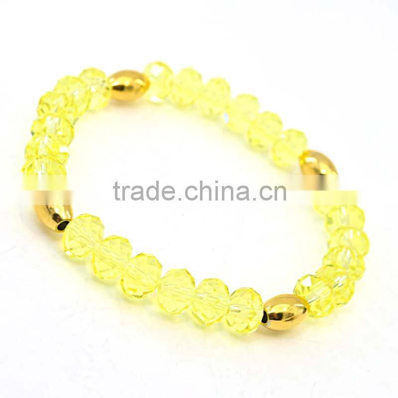 Stainless steel jewelry fashion yellow pink crystal bead bracelet