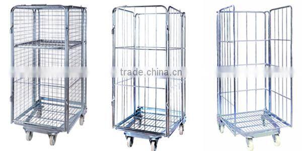 Industrial foldable rolling warehouse trolley for sale
