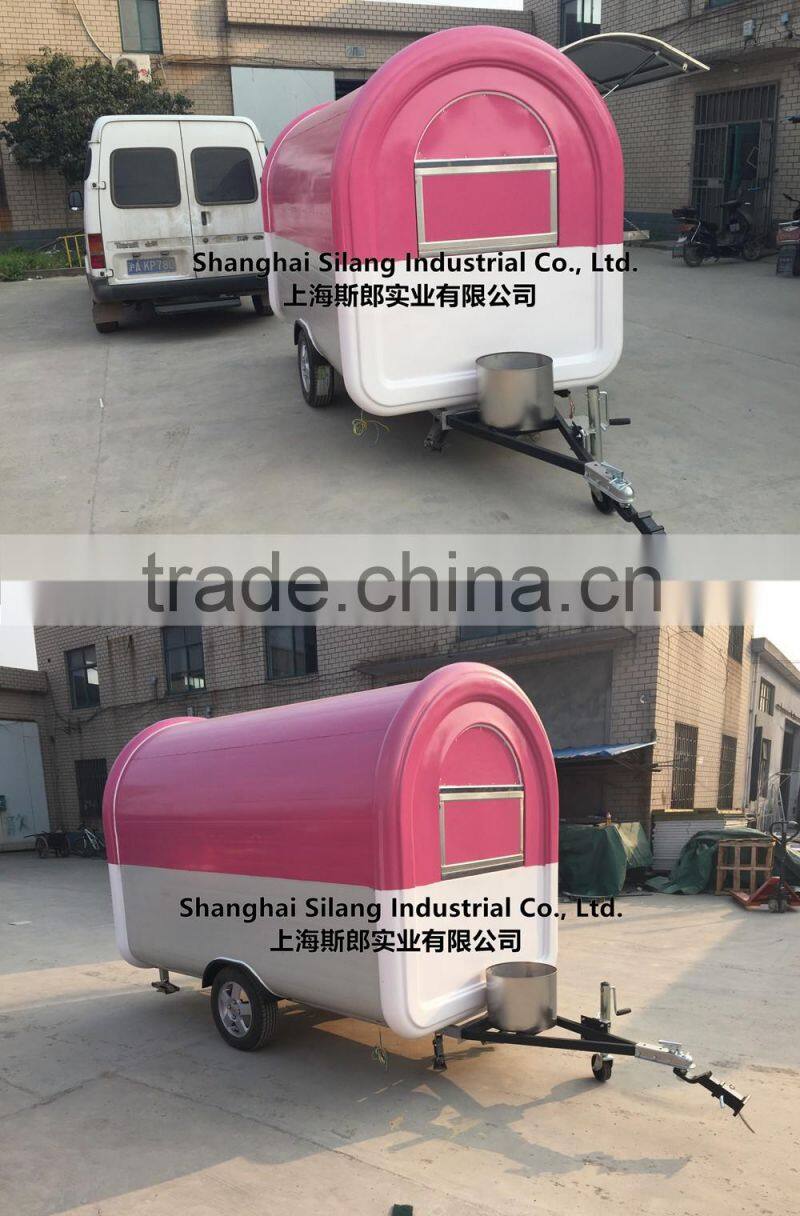 Pink and white food cart 7.6*5.5ft food truck hot dog Hamburger ice cream traction mobile food trucks