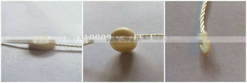 china quality string seal tag, hang tag string, garment plastic seal tag Beige seal tag metal beads string curtain