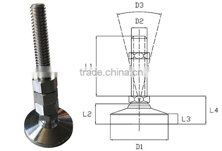 Stainless steel leveling foot with 3/8-16 Thread