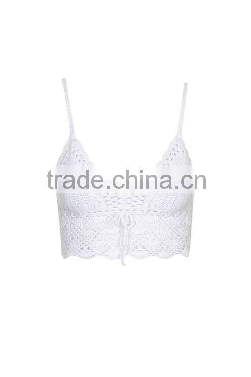 2016 Women Hand Crochet Tie-Front Bralet HSS3038