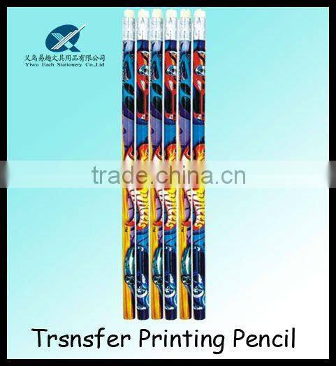 2012 hot sales 7inch HB heat Transfer printing/printed Tiger design office using pencil with eraser