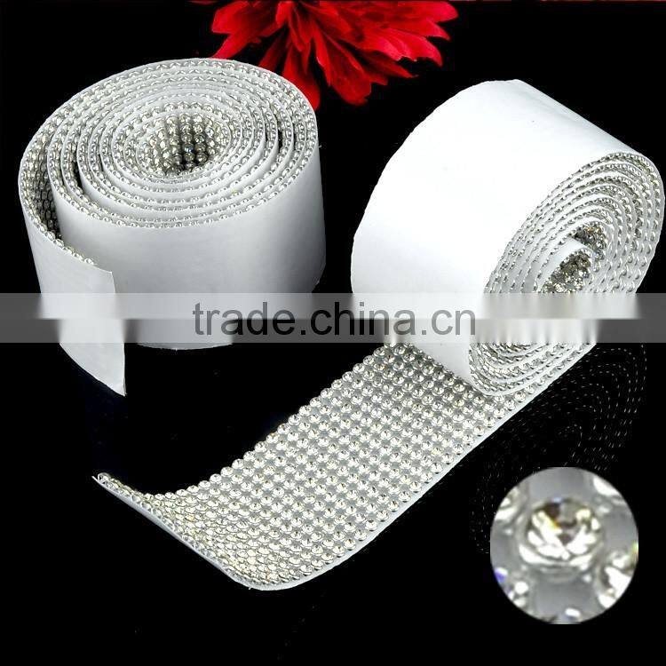 Clear Crystal Cutting Metal Mesh, Sticker Rhinestone Banding, Sticky Crystal Rhinestone Trimming Self-Adhesive for Decoration