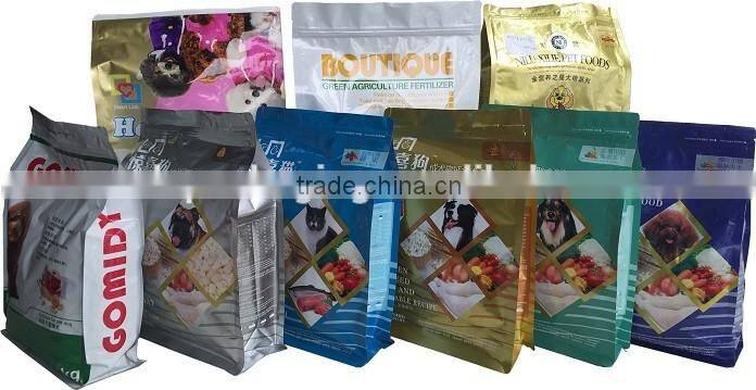Aluminum Foil Laminated Ziplock Bag for Dog Food Packaging Bag/ Flat Bottom Side Gusset Stand up Pouch for Dog Food Packaging