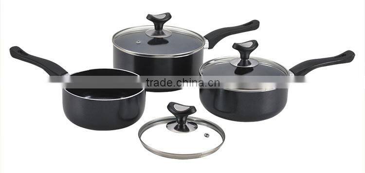 3pcs Aluminum nonstick saucepan with lid