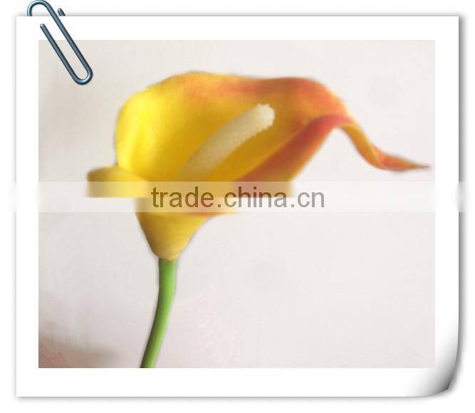 Low price wholesale PU material light green real touch callas flower